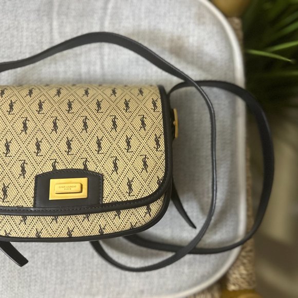 Saint Laurent Flap Satchel Monogram All Over Canvas & Leather - Excellent Cond. - Picture 11 of 13